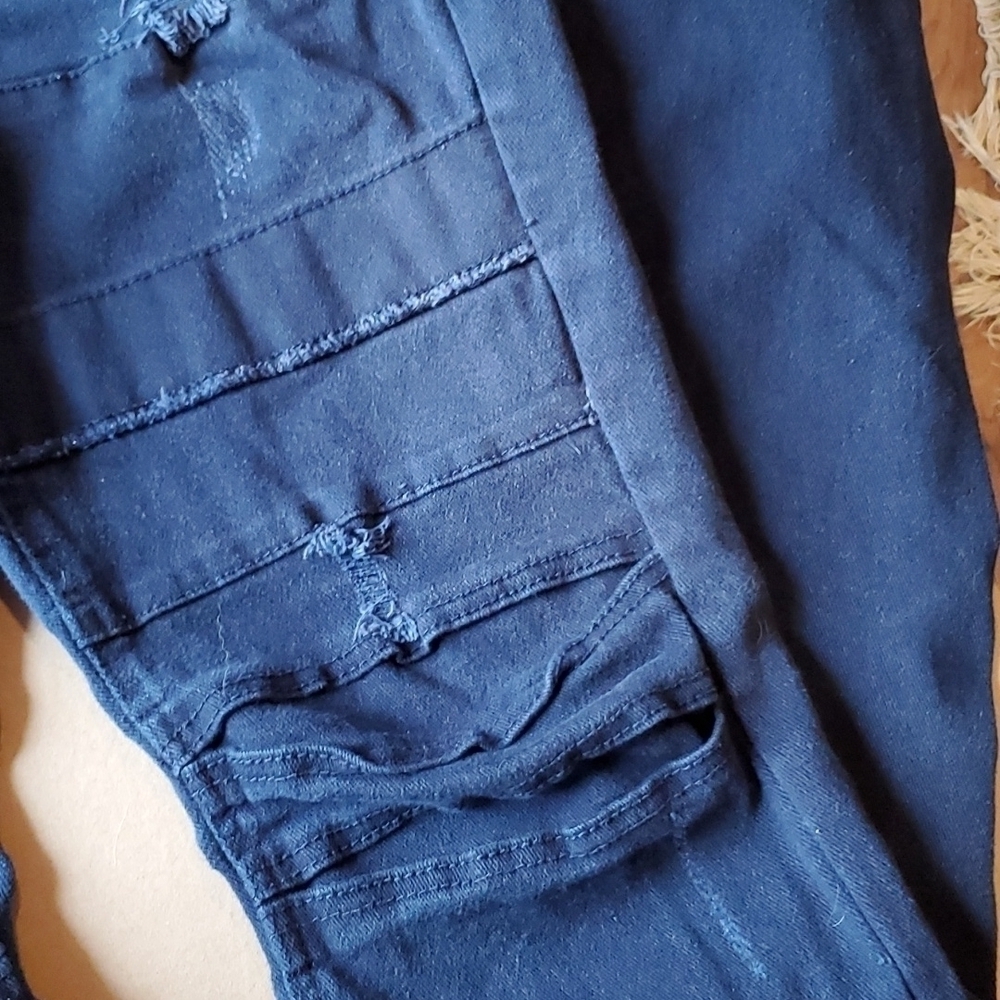 Platform 100 (p100) dark Navy blue distressed jeans sz 34 x 34 - Picture 6 of 12